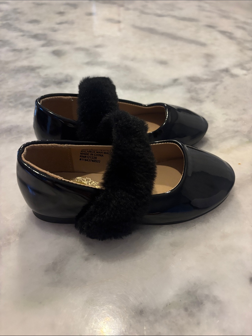 Vince Camuto Girls' Black Patent Faux Fur Strap Dress Shoes
